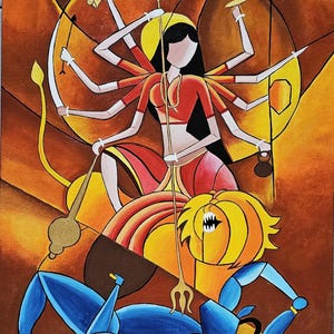 Maa Durga painting , Navratri , Durga Shakti , Modern Durga maa, handmade original art,  Indian art
