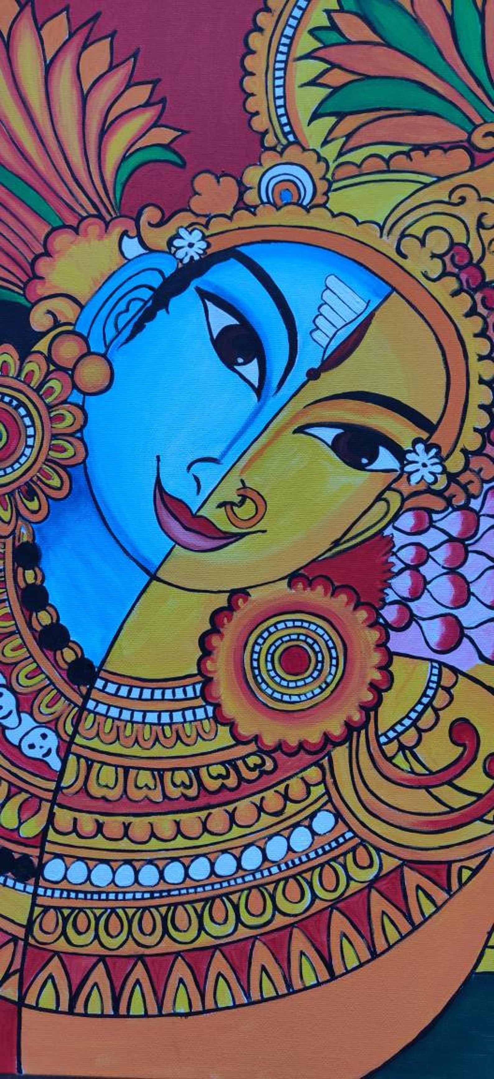 Shiv Shakti Ardhanarishvara Kerala mural traditional art | Etsy
