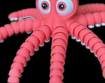 Flexi Octopus 3D Printed Full Customizable Color - High Quality - Magnetic Suckers
