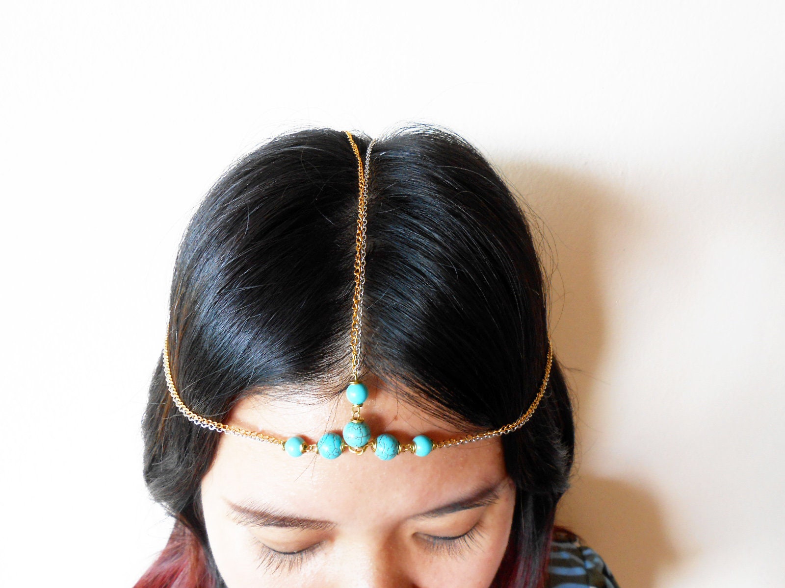 H5 Hair Chain Accessory Summer Gold & Silver With Turquoise Etsy Ireland