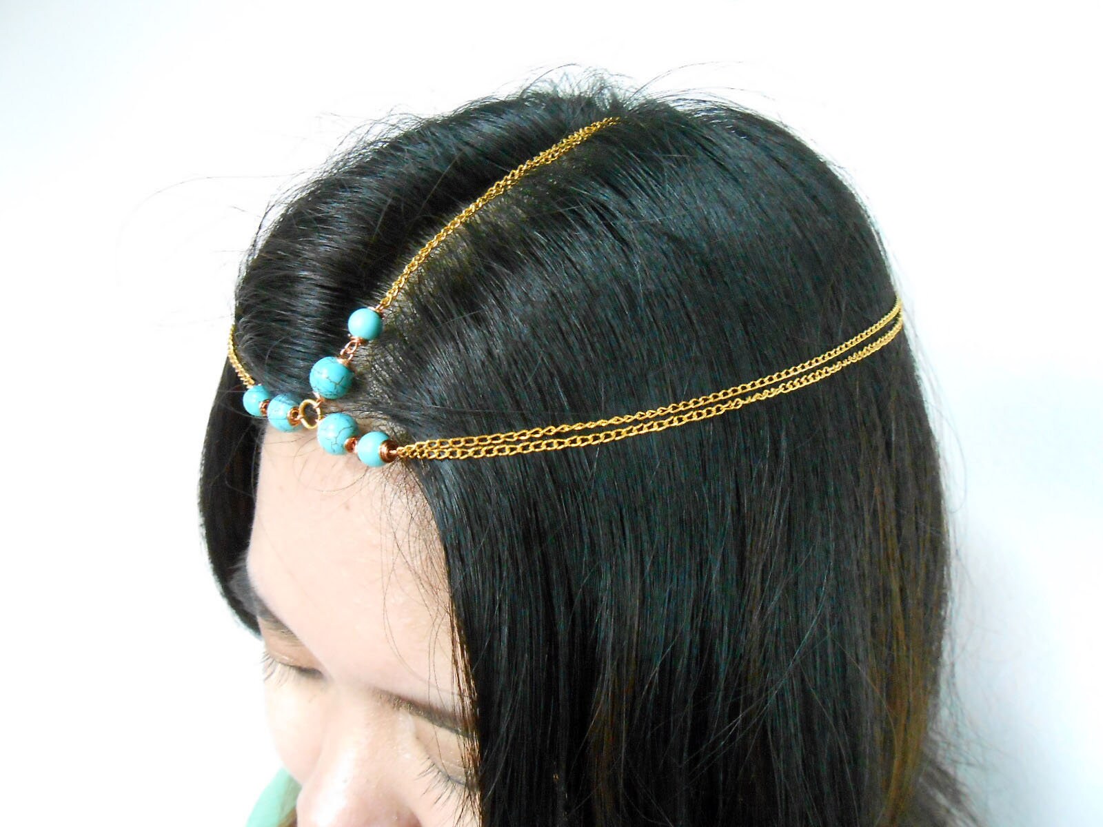 H5 Hair Chain Accessory Summer Gold & Silver With Turquoise Etsy Ireland