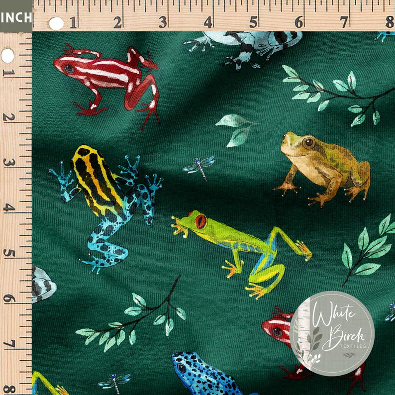Poisonous Frogs (bottle Green) - Fabric Printed by the Yard - Polyester ...