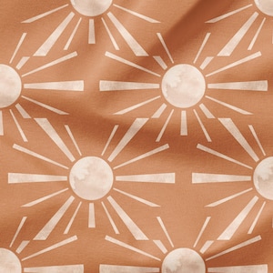 Soleil (Terra) - Fabric Printed By The Yard - Polyester 4 Way Stretch - Cotton Fabric - Sun Boho Fabric