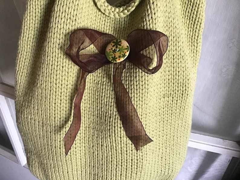 knitted Tote Handbag Hand Knit Bag Knitted Project Bag Reusable Shopping bag knitted Market bag