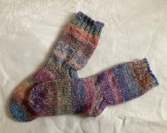 Hand Knit Socks, Thick Vegan Socks, Wool Free socks, Super Soft, Knitted Socks