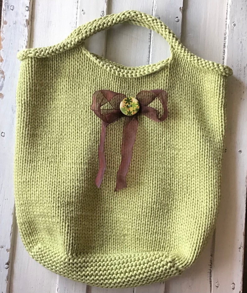 knitted Tote Handbag Hand Knit Bag Knitted Project Bag Reusable Shopping bag knitted Market bag