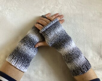 Fingerless Gloves, HandKnit, Vegan Arm Warmers, Wrist Warmers, Wool Free