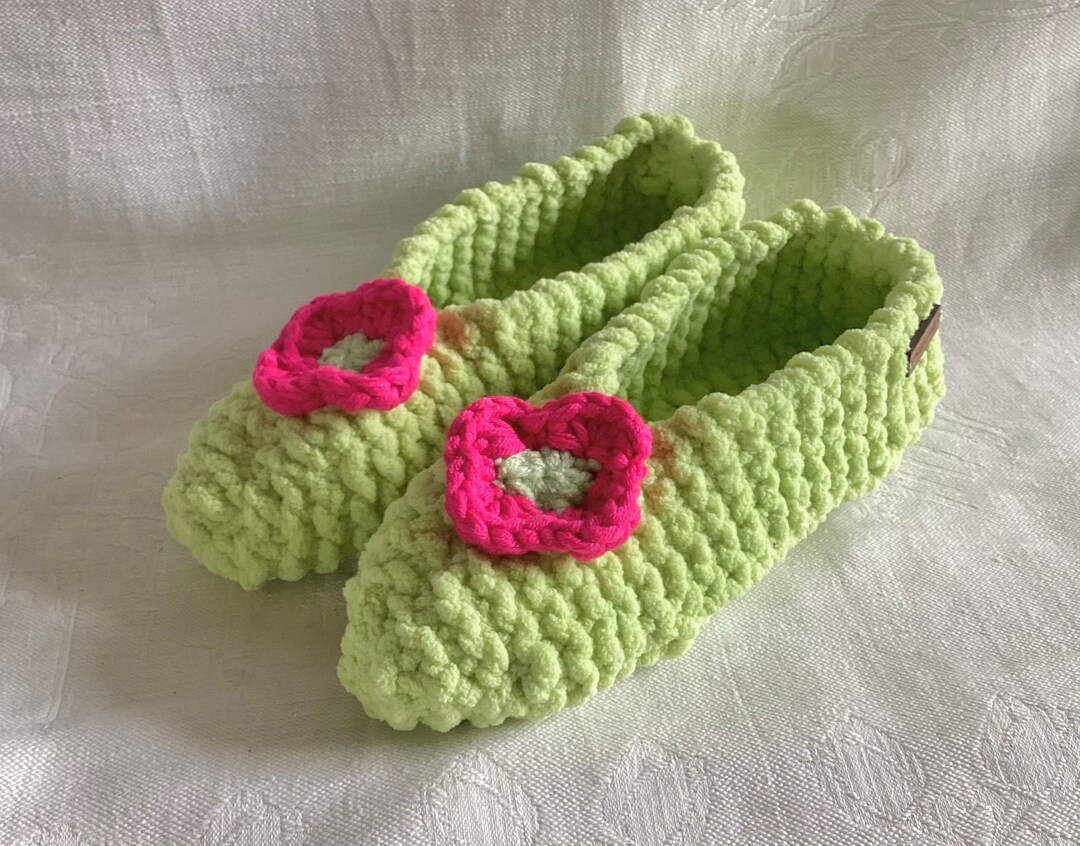 Hand Knit Slippers, Granny Slippers, Extra Thick, Vegan Slippers