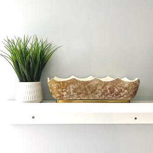 Vintage Chicago Planter Inc. MCM Ceramic Planter with Brass Base, Retro Decor