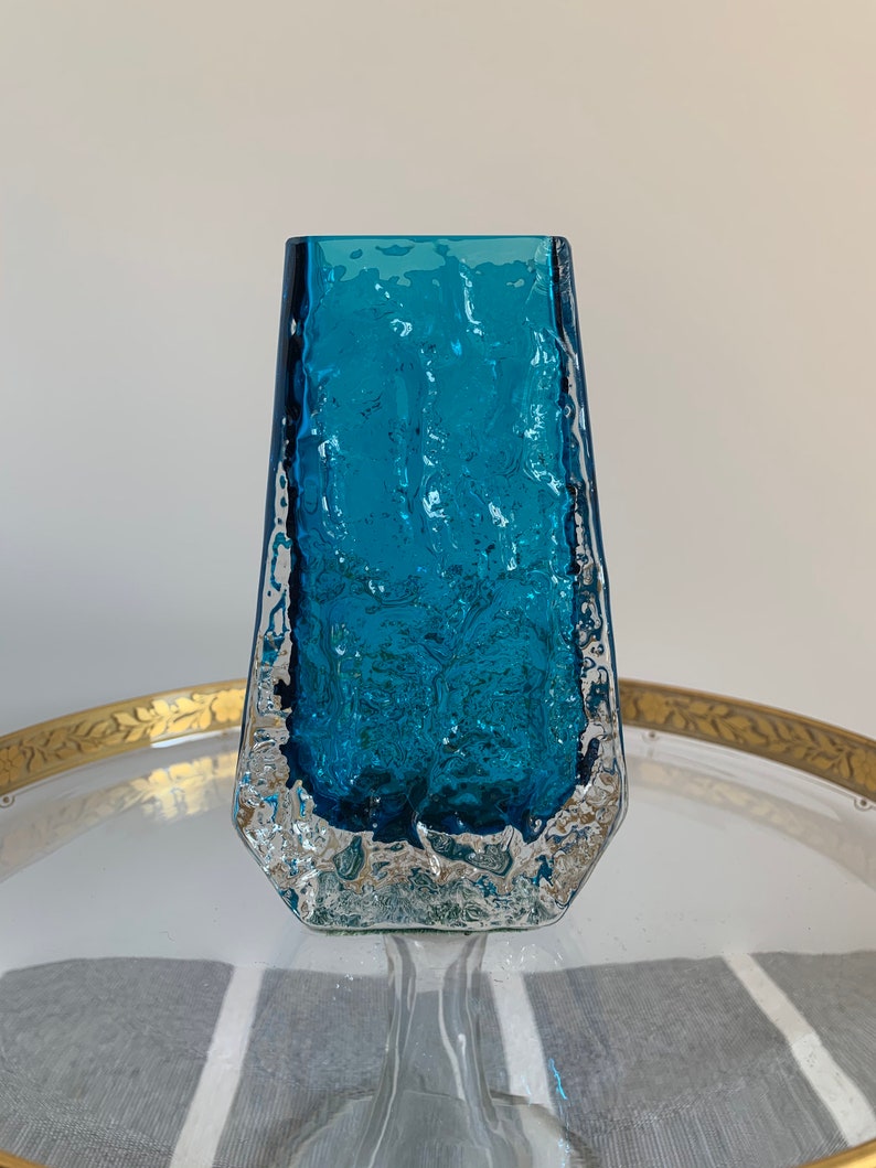 Whitefriars Coffin Vase Geoffrey Baxter Blue Glass Vase Mid Etsy