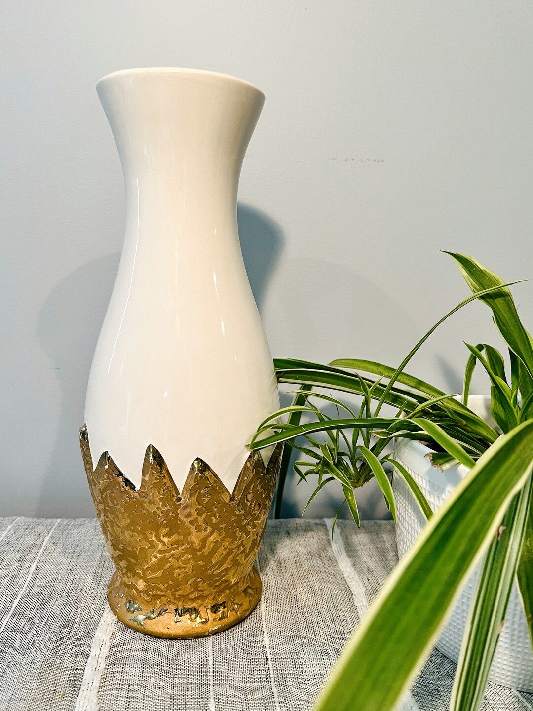 Weeping Gold Vase, Midcentury Vase, Vintage Decor, Retro Decor Etsy