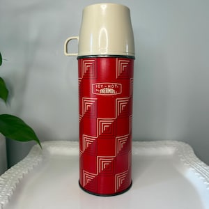 Vintage 1960s Thermos, Midcentury Geometric Drinkware, MCM Drinkware, Vintage Decor, Vintage Camping, Travel Mug, Hiking.