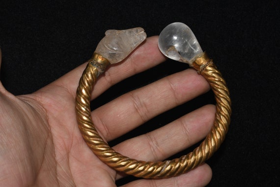 Ancient Hellenistic Greek Gold Gilded Twisted Bra… - image 1