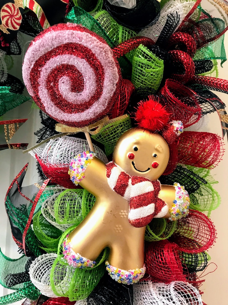 Candy cane Ginger bread wreath Candy cane Decor gingerbread Etsy