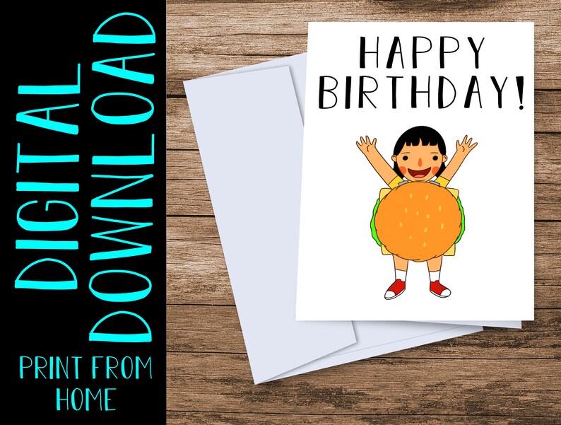 PRINTABLE Gene From Bob s Burgers Birthday Card DIGITAL Etsy