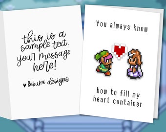 Legend of Zelda Link Valentine Anniversary Card - SNES Inspired Retro Gaming