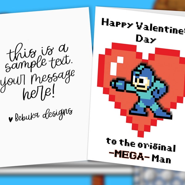 Mega Man Valentine's Day Card - NES Inspired Retro Gaming