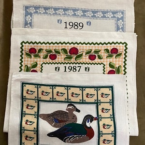 Selection of Vintage Linen Calendar Tea Towels 1985 1994 Etsy