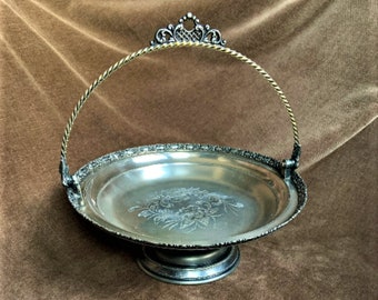 Vintage Forbes Silver Co. Quadruple Silver Plate Wedding Basket