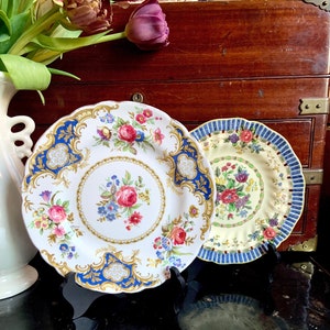 Set of 2 Dessert Plates: Royal Doulton &quot;The Vernon&quot; (6.5&quot;) and Tuscan Bone China &quot;Windsor&quot; Blue (7&quot;)