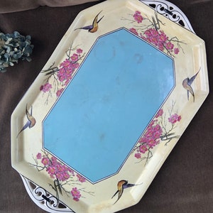 Antique Large Ducal Crown Ware Springtime Art Deco Porcelain Tray