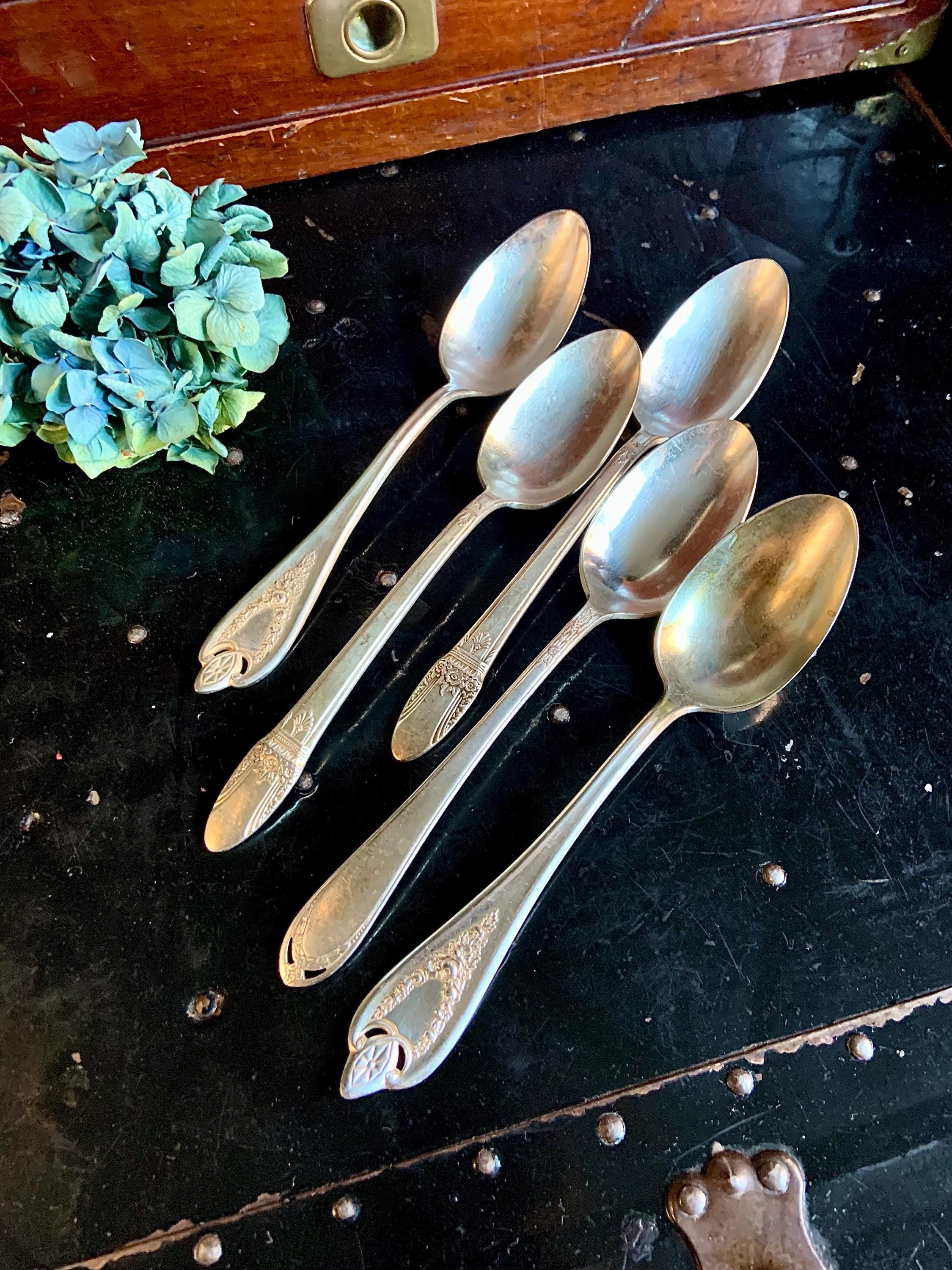 Set of 5 Vintage Silver Plated Shabby Chic Tea Spoons - Etsy