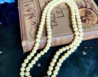 Vintage Double Strand Faux Pearl Necklace with Decorative Clasp