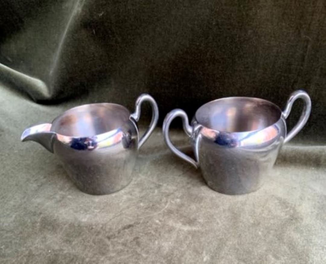 Vintage National Silver Company Silver Plate Creamer and Sugar Bowl Set