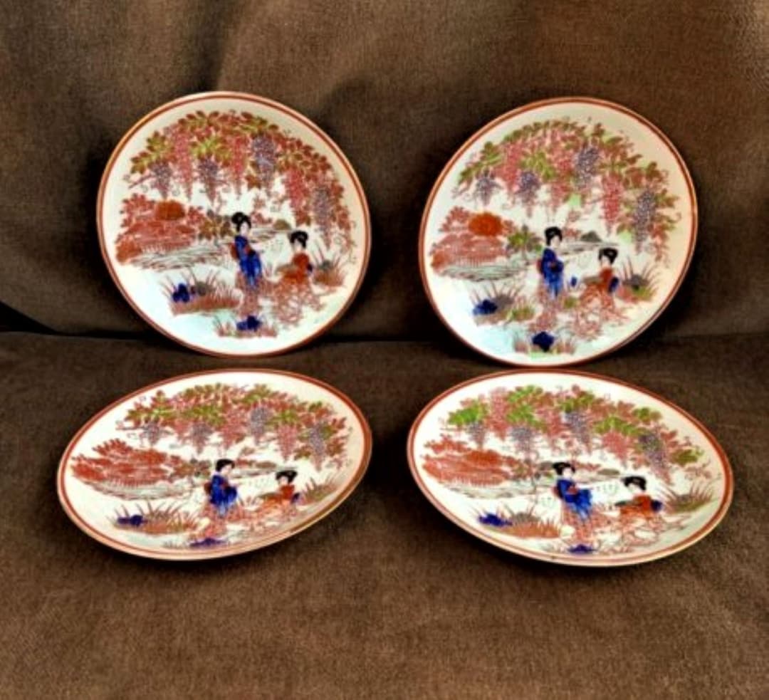 Set of 4 Vintage Japanese Kutani Geisha Small Plates - Etsy