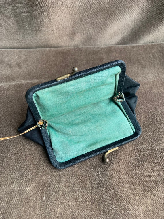 Vintage Small Black Handbag with Large Lucite Clo… - image 3
