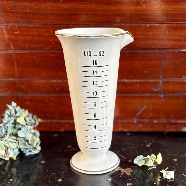 Vintage Owens Porcelain Apothecary Measuring Beaker