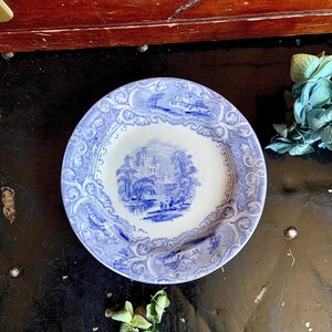 Antique E. Challinor “Priory” Blue and White 4.5” Plate