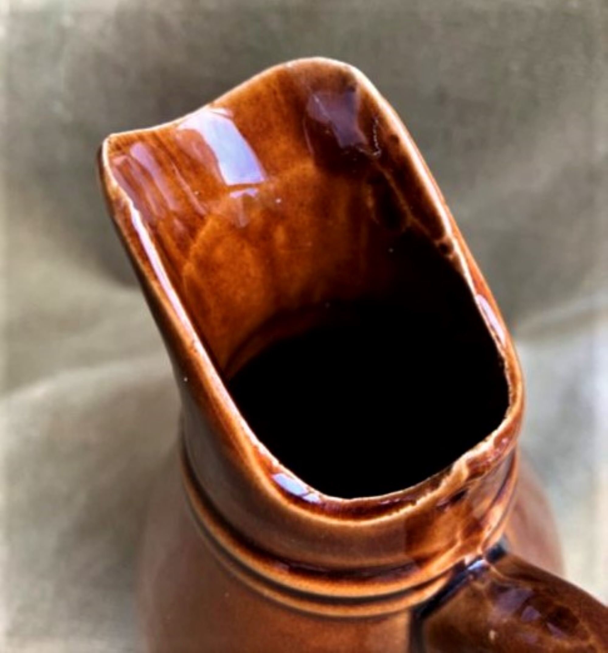 Vintage Medium Brown Glazed Pottery Pitcher Etsy