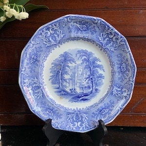 Antique J. Heath Geneva Blue Transferware Salad Plate