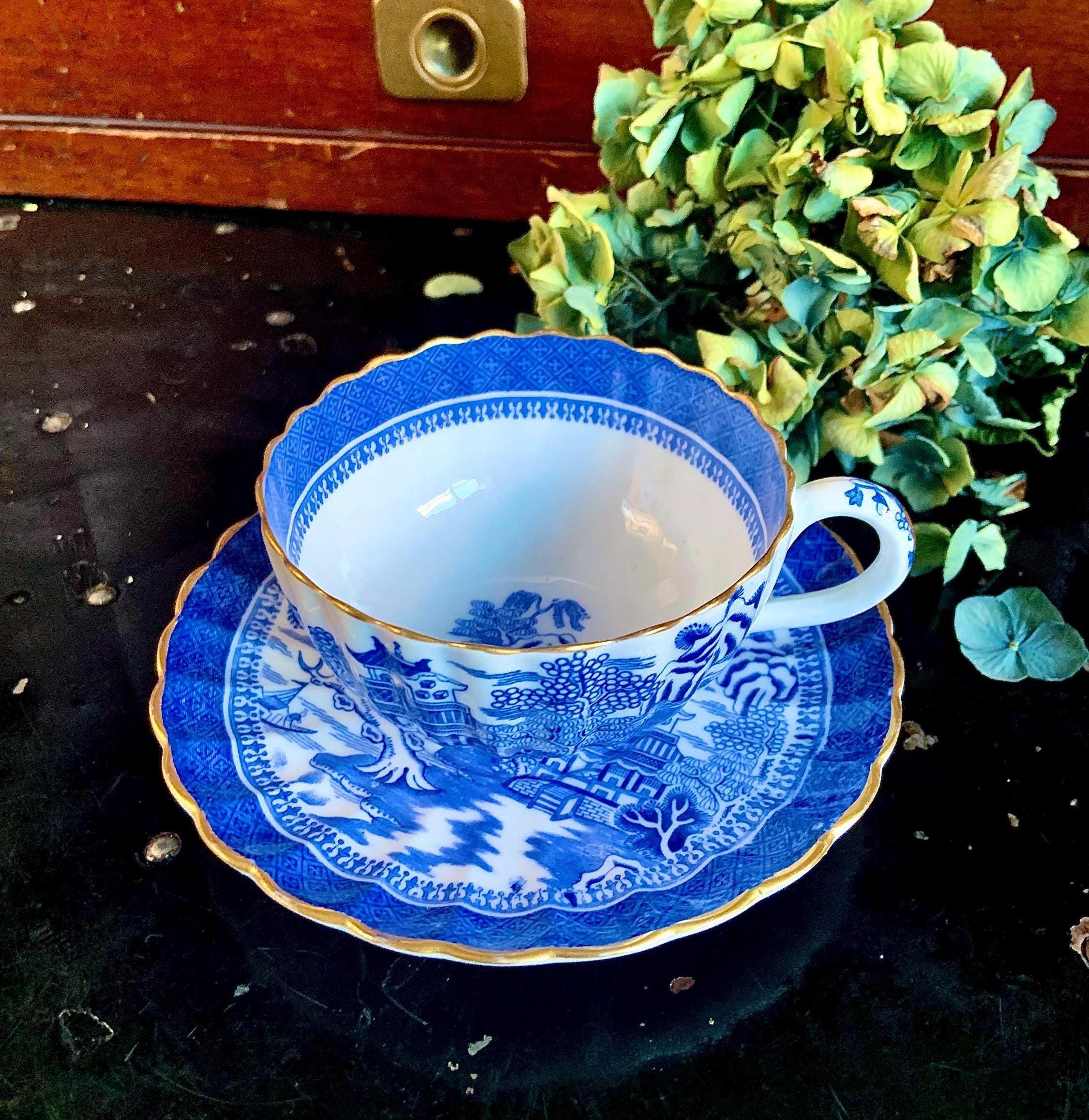 Victorian Spode Copeland Mandarin Blue Willow With Gilted Rim