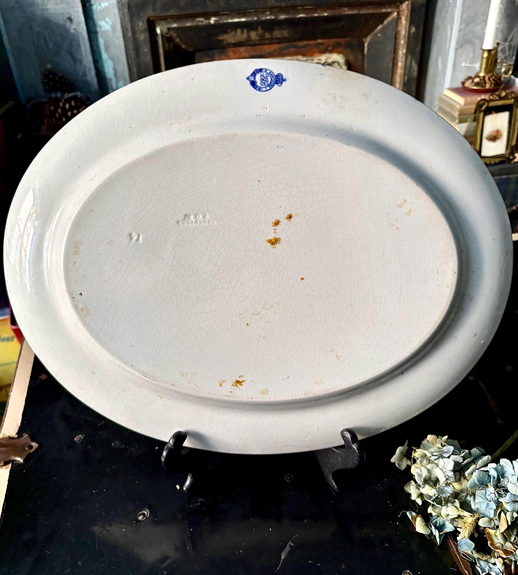 Antique TG Booth “hawthorn” Blue and White Transferware 16.5