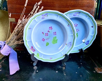 Set of 2 Vintage Longchamp Mon Jardin 8.75” Rimmed Soup Plates