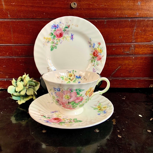 Royal Doulton Bone China Arcadia 3 Piece Set: Teacup, Saucer and Dessert Plate