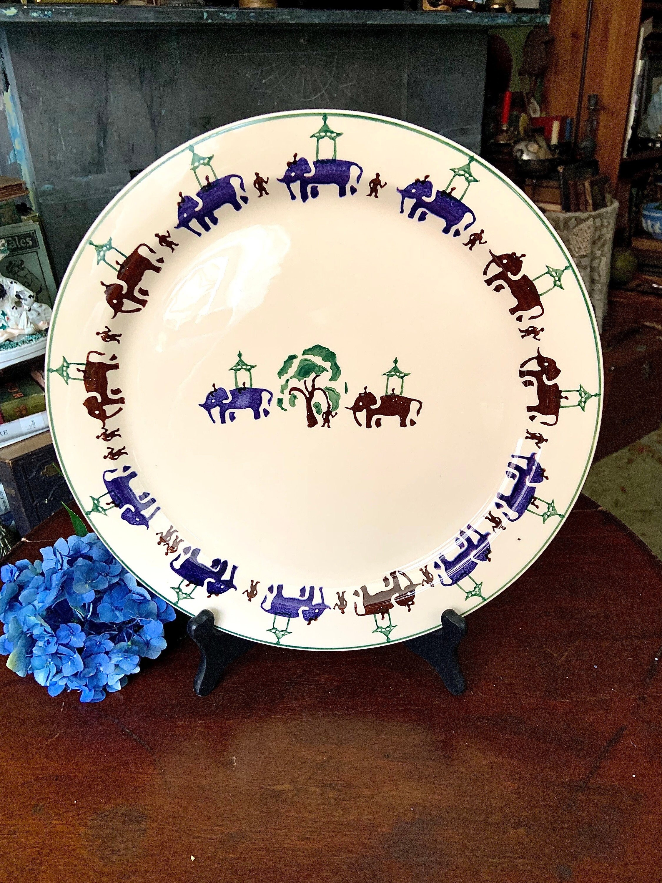 Oversized Emma Bridgewater Working Elephants Hand Decorated Plate