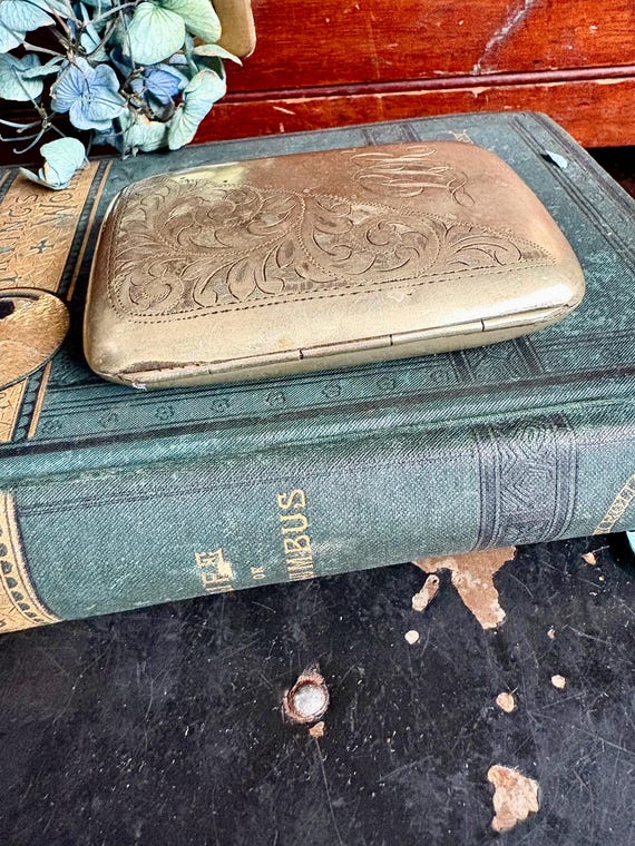 Silver Plated Engraved Rectangular Cigarette Case… - image 9