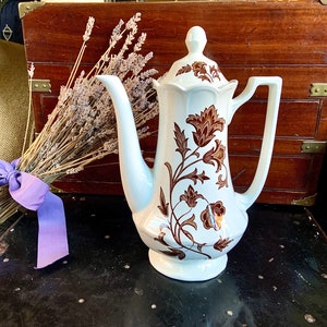 Royal Staffordshire J & G Meakin Windsong Brown Transferware Coffee Pot Made in England