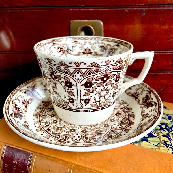 Victorian T. G. and F. Booth of Church Bank Pottery, Tunstall, Staffordshire "Indian Ornament" Teacup (c. 1883-1891)