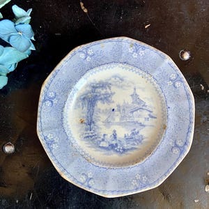 Antique Mellor, Venables & Co “Ningpo “Blue Transferware 4” Plate/Condition Issues