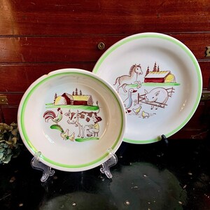 Vintage Rorstrand &quot;Sörgården&quot; Children&#39;s Plate and Bowl Set Made in Sweden- Condition Issue