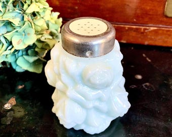 Victorian Eagle Glass Co Milk Glass Gaudy Rose Salt Shaker