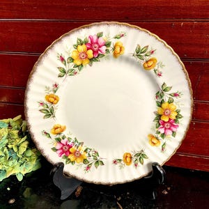 Paragon China Floral 8” Plate with Brushed Gilt Rim Made in England