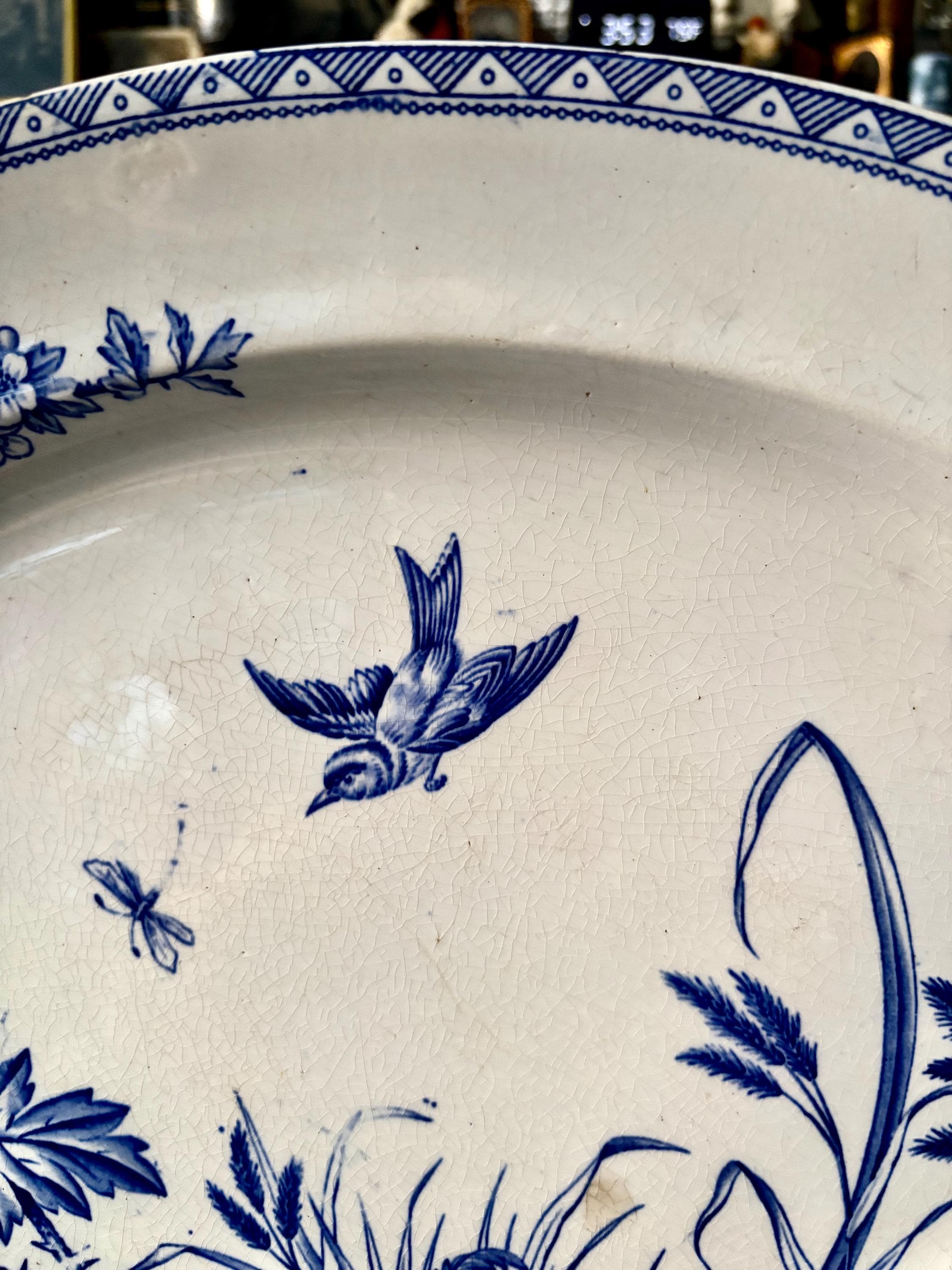 Antique TG Booth “hawthorn” Blue and White Transferware 16.5