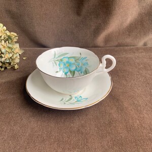 Vintage Consort Bone Blue Flowers China Teacup and Saucer