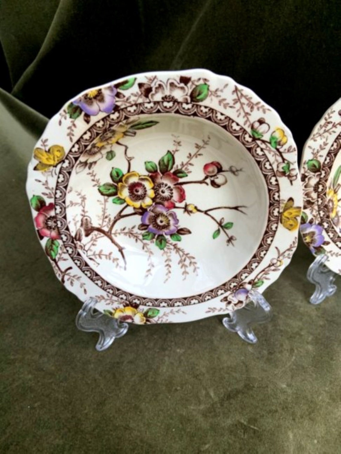 Set of Two Antique Alfred Meakin Medway Decor Brown/Multicolor Etsy