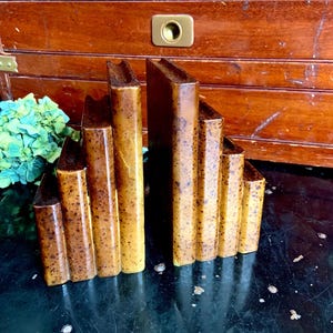 Set of 2 Vintage Art Deco Style Alabaster Book Shaped Bookends